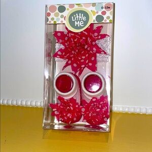 Little Me Pink Baby Headband and Booties Set